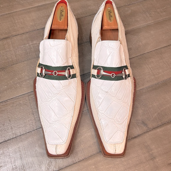 Mauri Mens Genuine Crocodile Dress Shoes Size 11 M White Cream 44153 558 - Picture 2 of 6